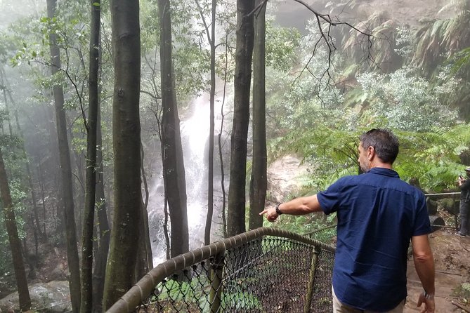 Blue Mountains Highlights, Wildlife Park and Scenic World Full Day Private Tour - Wentworth Falls: waterfall scenery with a focused time box