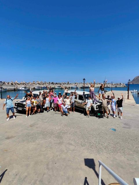 Crete: Milatos Cave Amazonas Zoo Park Jeep Safari Tour - Elounda: lunch, wine, and swim time